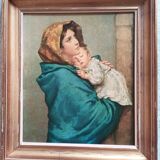 Gilded frame painting with reproduction Madonna The eternal help