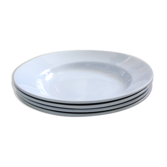 Set of 4 Moulin des Loups soup plates, vintage French, rustic