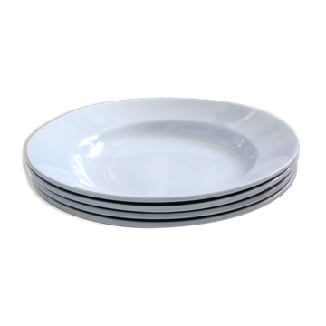 Set of 4 Moulin des Loups soup plates, vintage French, rustic