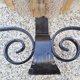 Pair of round bubble ceiling lights, amber and iridescent, wrought iron structure, vintage 50s