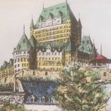 Château de Frontenac framed, Quebec Lithograph