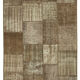 Handmade anatolian overdyed 196 cm x 302 cm brown patchwork carpet