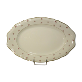 Plat ovale porcelaine limoges décor fleurs roses liseret doré