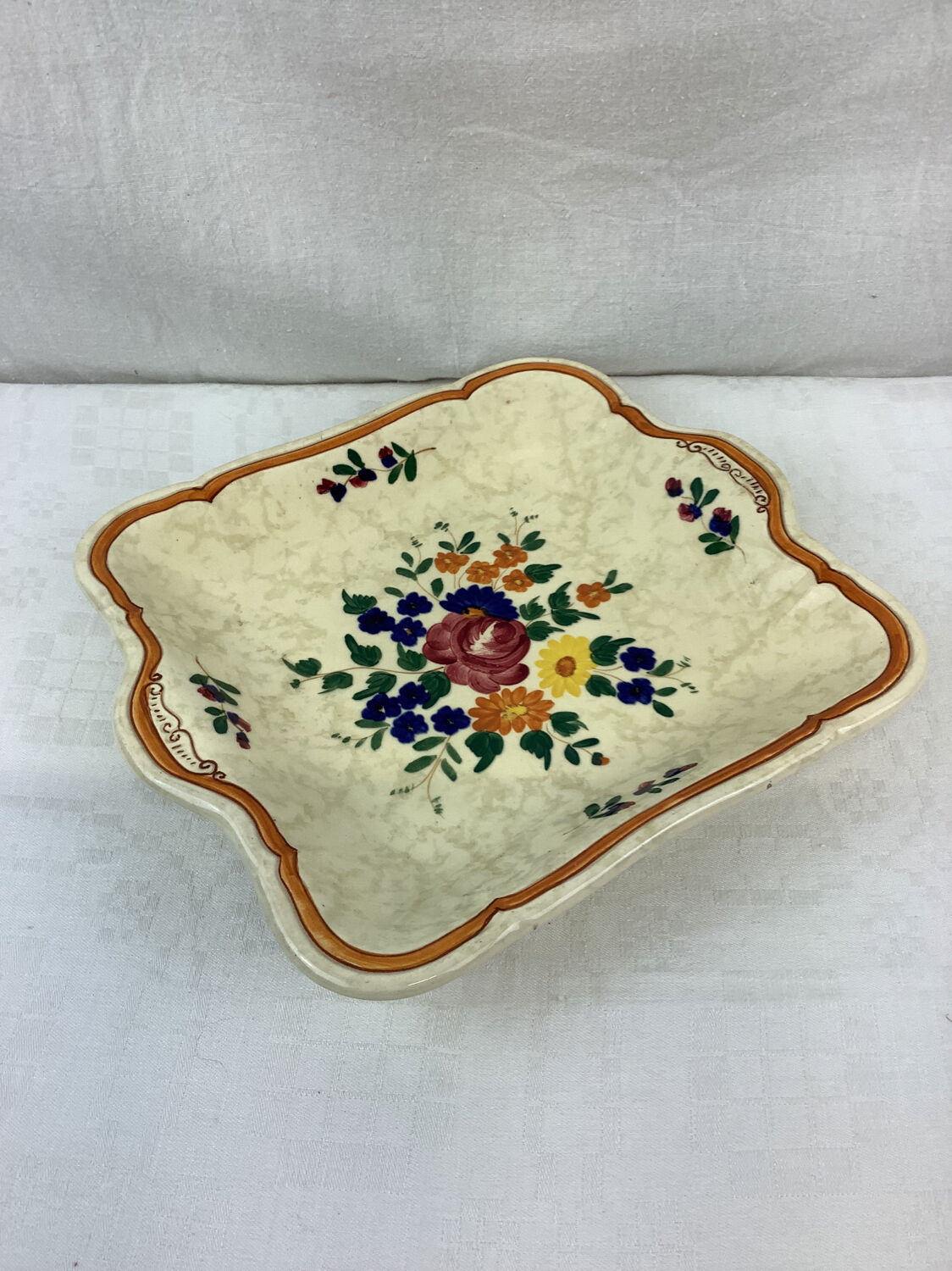Old hollow square dish with handles made in France Longchamp