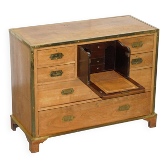 Military commode in solid oak and brass circa 1880