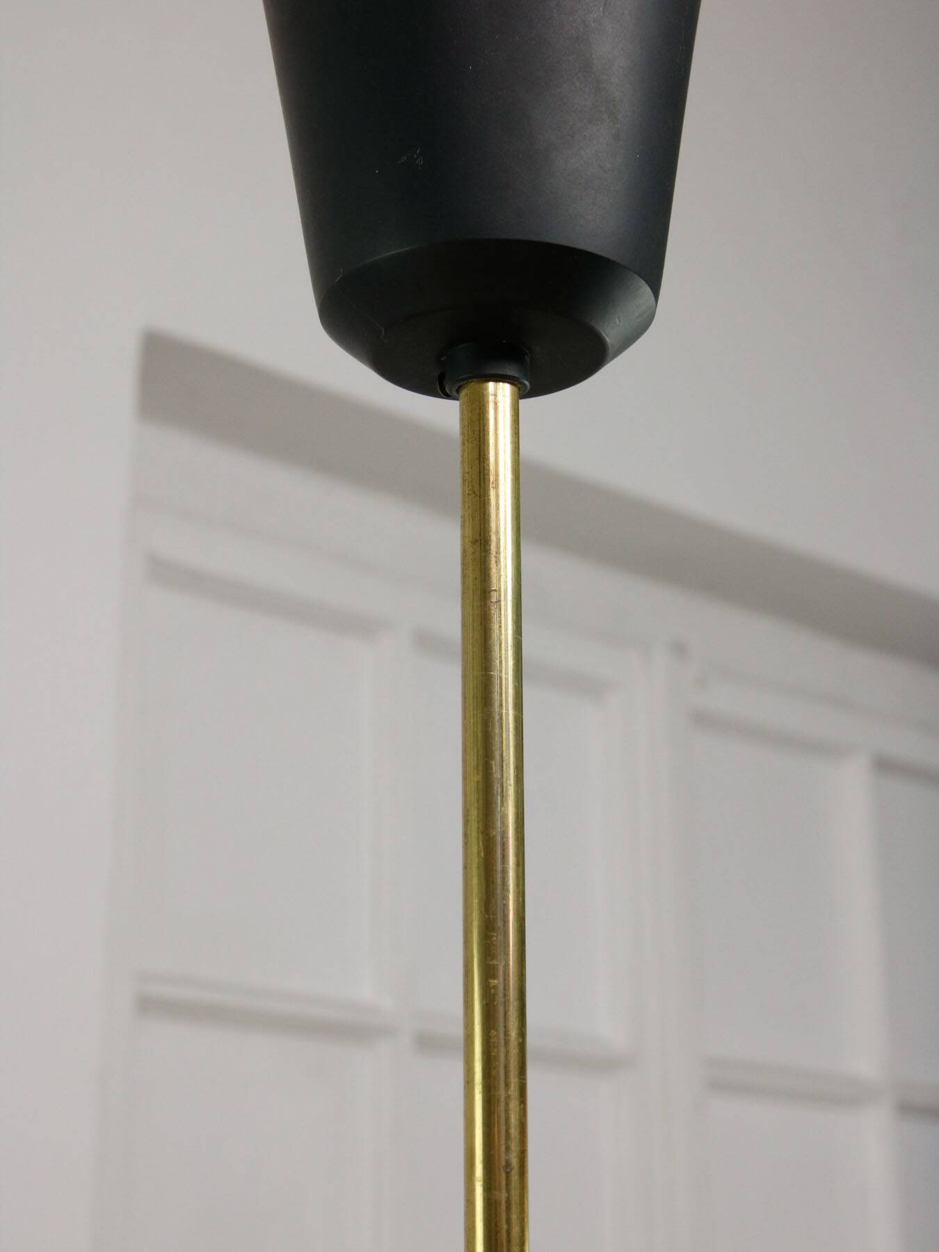 Mid-Century Modern Italian Brass and Opaline Chandelier