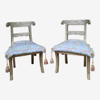 Pair of metal plated chair