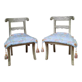 Pair of metal plated chair