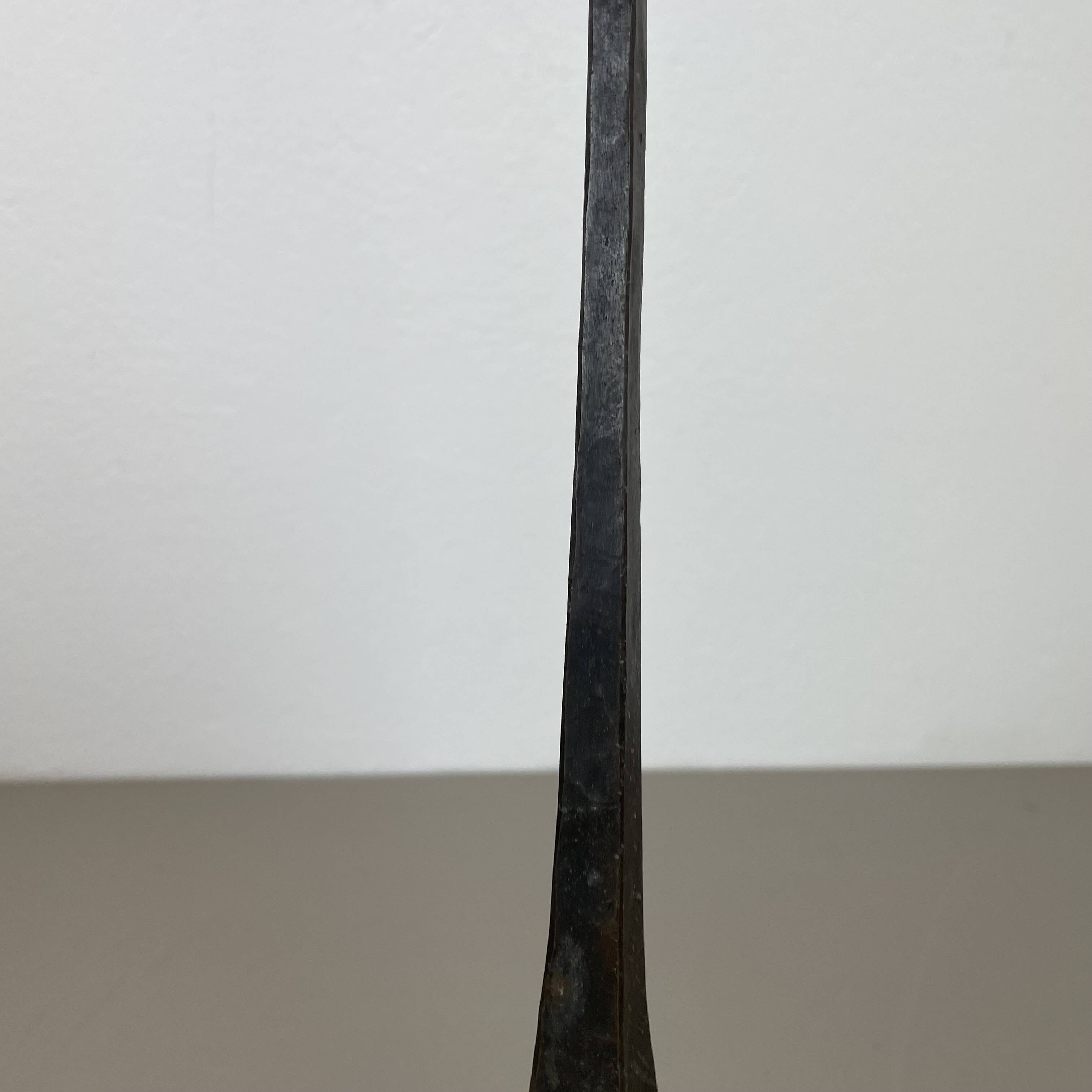Large 47cm Brutalist Cast Iron Candle Holder by Manfred Bergmeister, Germany 1970