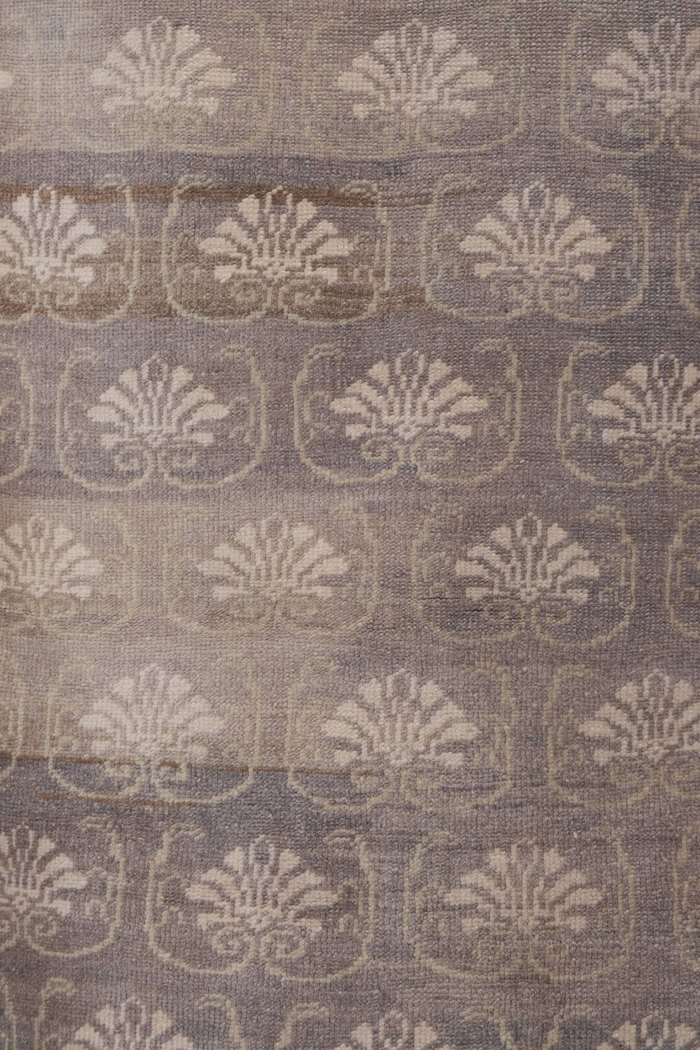 Vintage midcentury karapinar floral brown wool rug