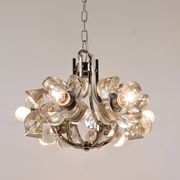 Crystal Glass Flower Pendant Light in Kalmar Style by Sische, Germany, 1970s
