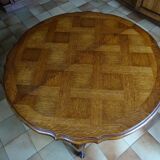 Louis XV style oak round table with 4 chairs