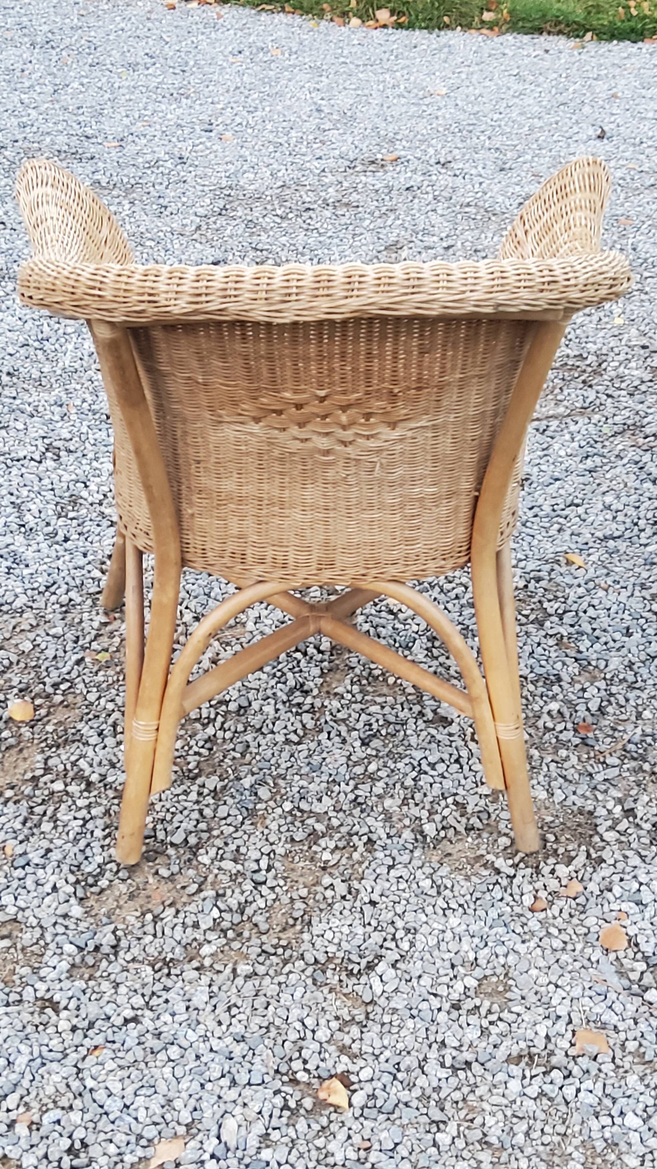 Pair of armchairs and bench in rattan and bamboo from the 60s/70s
