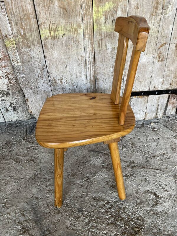 Chaise ancienne bistrot bois brutaliste vintage