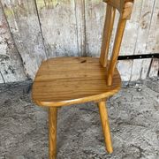 Vintage Brutalist Wooden Bistro Chair #E036
