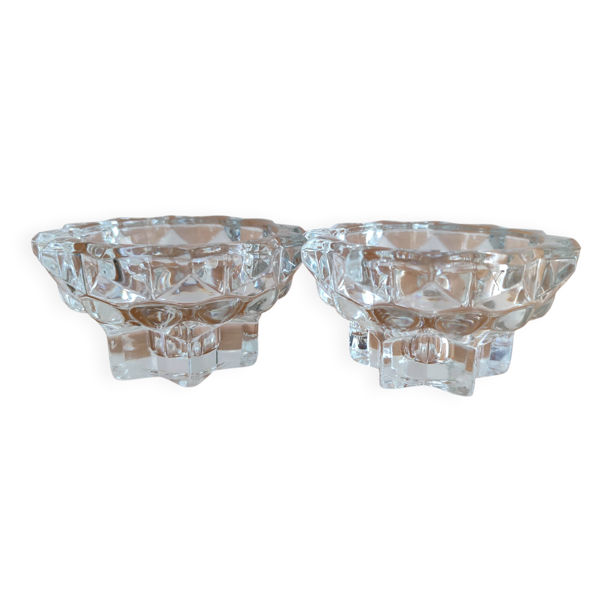 Lot of two crystal candle holders.