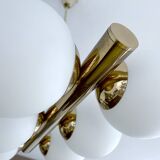Suspension vintage en verre et laiton, années 1950