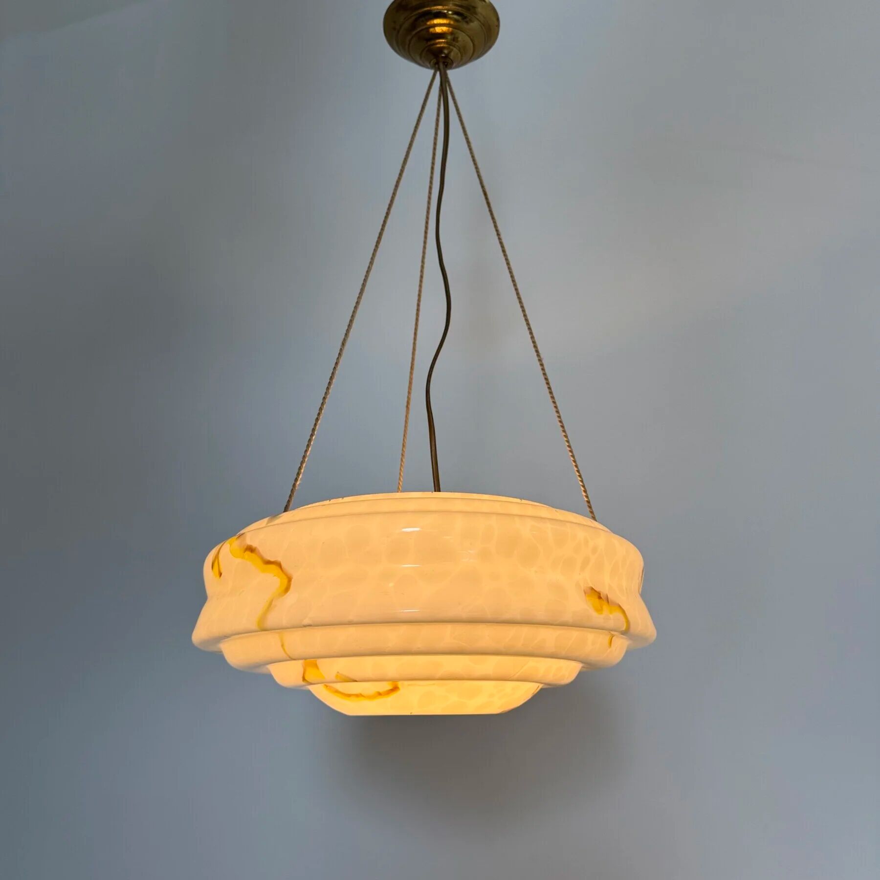 Art deco glass hanging lamp, 1950s