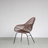 1950s Rare rattan chair by Rohé, Netherlands