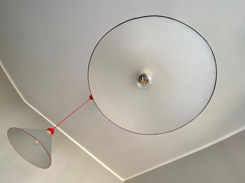 Ceiling lamps in opal glass Italian 1970s