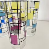 Set of 6 Vintage Hand-Painted Tall Glasses, USA 1950s-60s