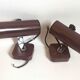 Pair of 70s dark brown adjustable wall lights