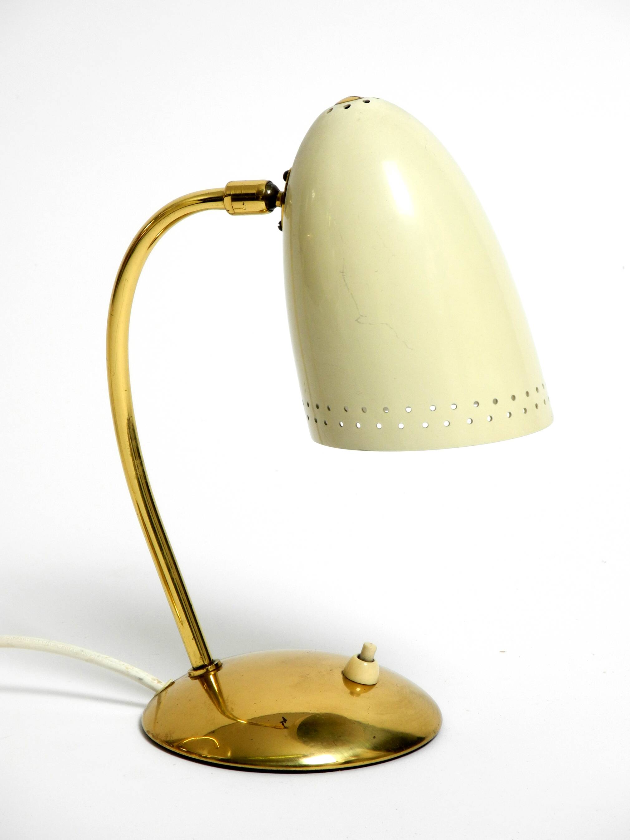 Pair of beautiful German Mid Century Modern brass table lamps with metal sh