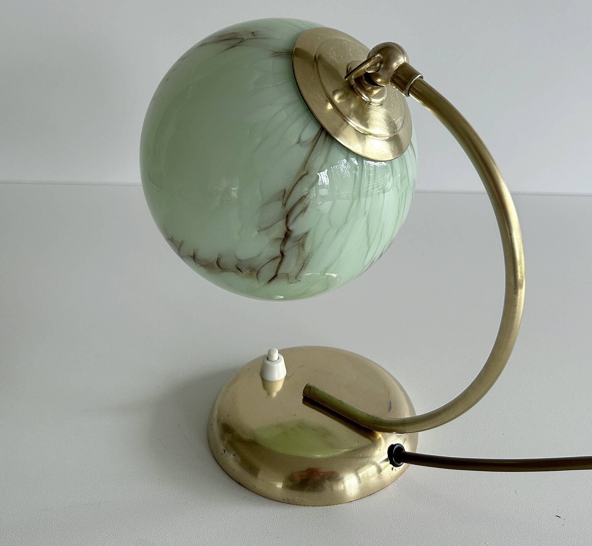 Art Deco Lamp Green Glass Brass