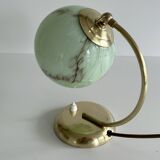 Lampe Art Deco Verre Vert Laiton