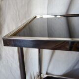 70s black glass and gold metal side table
