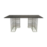 Modern desk mesh footing and smoked glass top