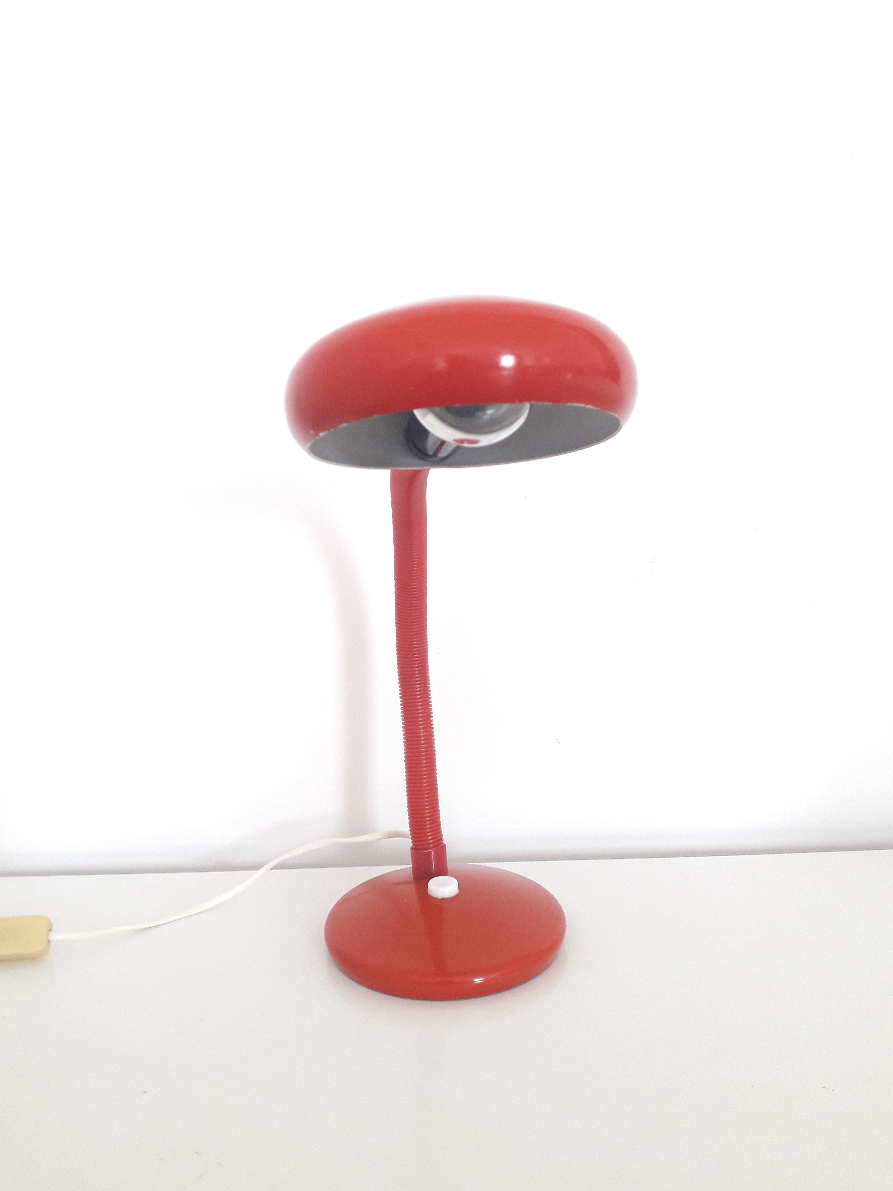 Vintage desk lamp red lacquered metal 1970