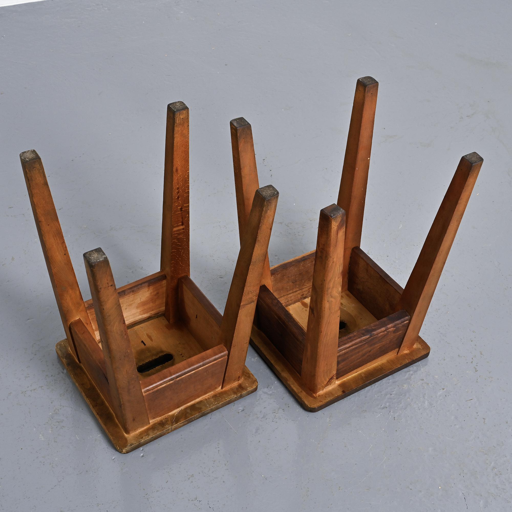 Pair of pine stools, Courchevel, France, circa 1960