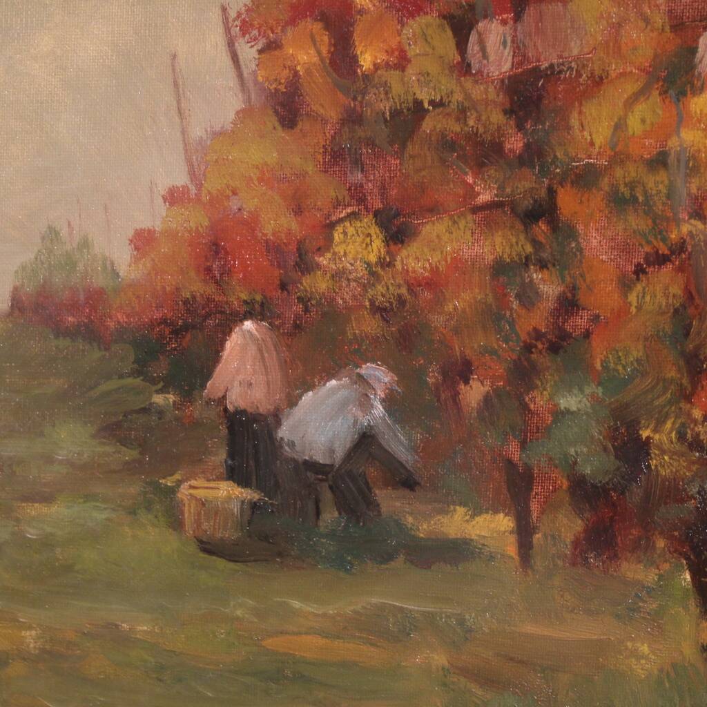 20th-century Italian landscape painting The Vineyard in Druento