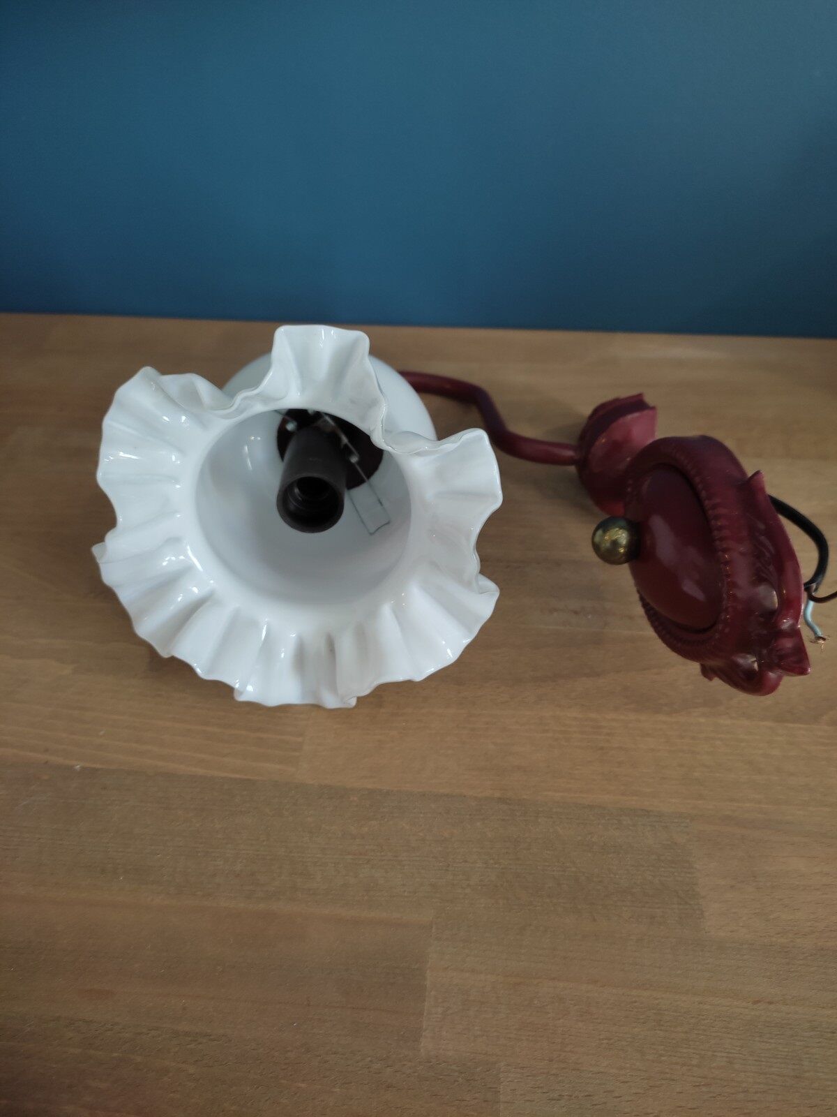 Wall lamp tulip opaline base metal enamelled Vintage old edge dp 0222f085