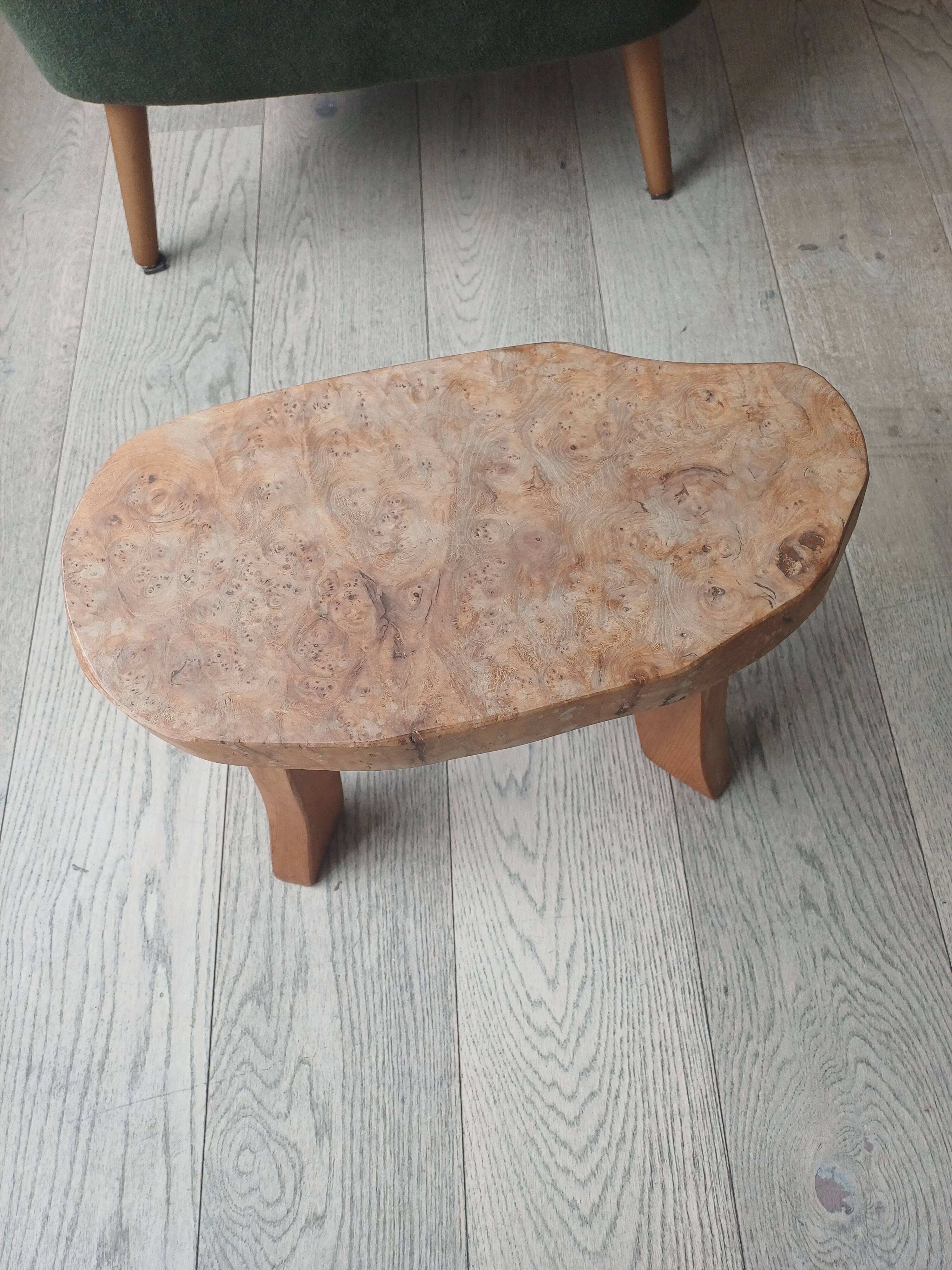 brutalist tripod stool in solid elm