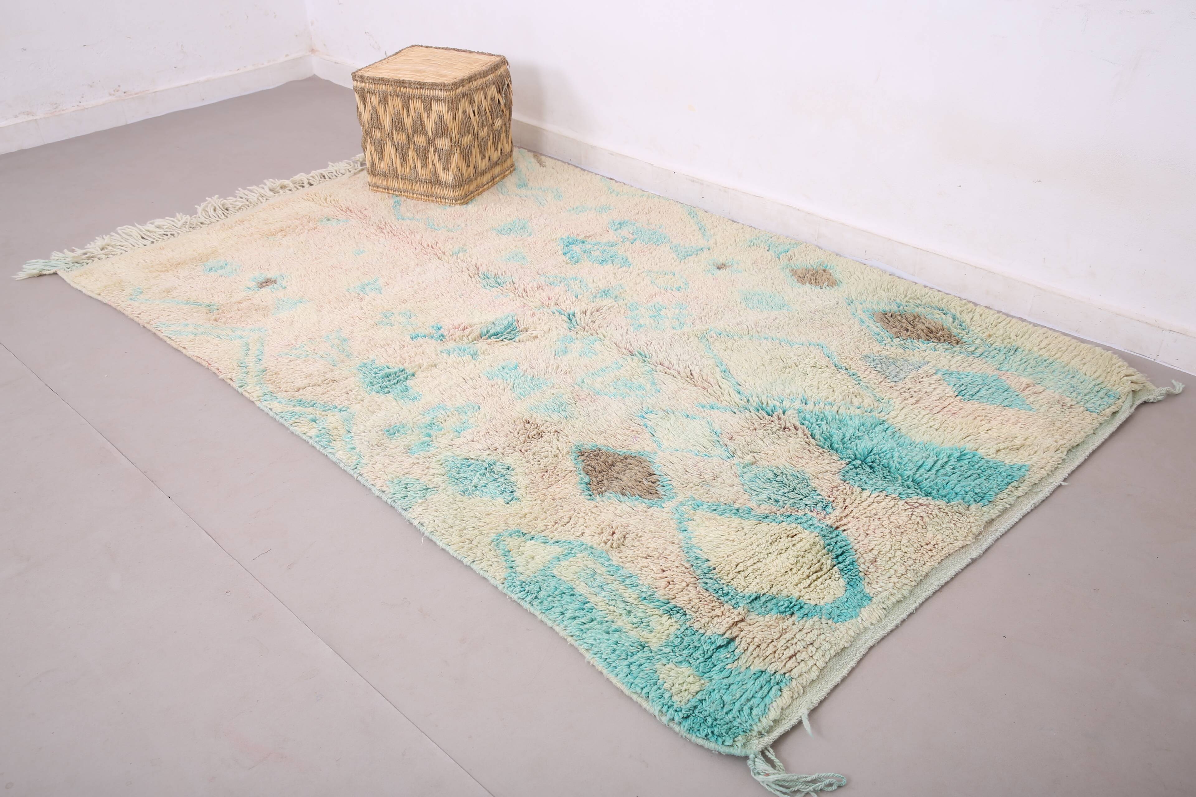 Turquoise Vintage Boujaad Rug 158 cm x 262 cm - Moroccan Wool rug Handmade