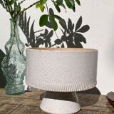 Ethnic standing cup in white glazed ceramic vintage vase