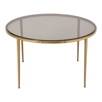 Table basse circulaire dorée du milieu du siècle moderne en laiton par Vereinigte Werkstätten