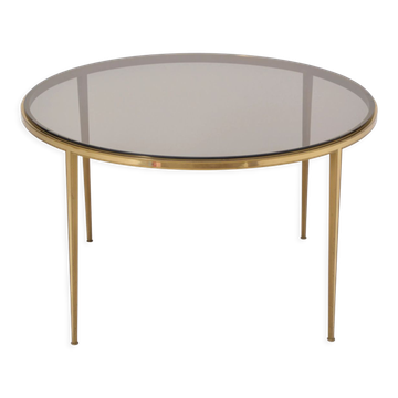 Golden circular Mid-Century Modern Brass coffee table by Vereinigte Werkstätten
