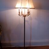 Ancien lampadaire tripode en bronze - 4 feux - 1950