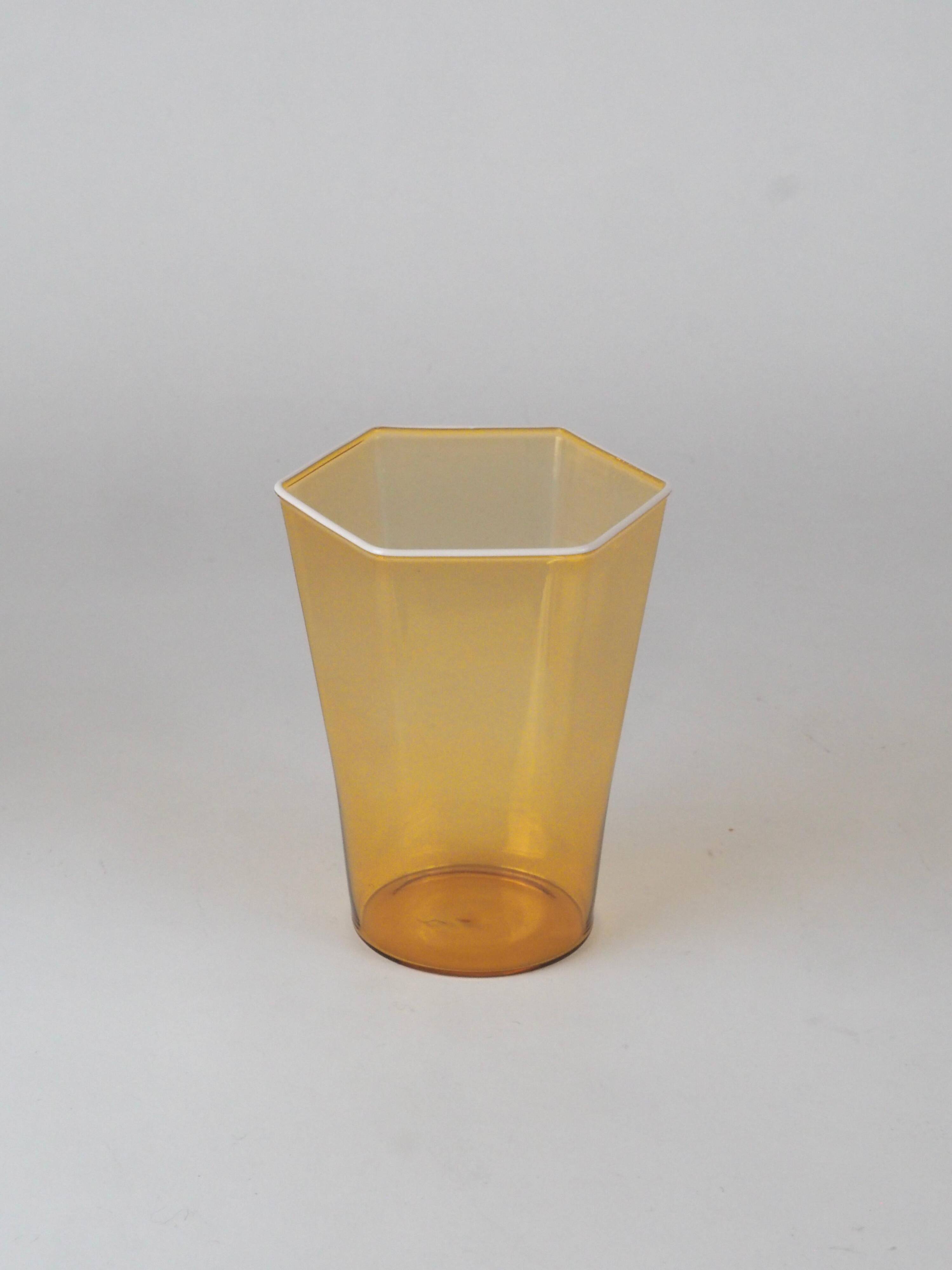 Set of six "Esagonali" glasses by Venini Murano, created by Carlo Scarpa.