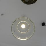 Suspended lamp in transparent blown glass, modern, minimalist, timeless style.