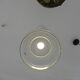 Suspended lamp in transparent blown glass, modern, minimalist, timeless style.