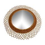 Vintage mirror in braided wicker - 45cm