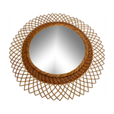 Vintage mirror in braided wicker - 45cm