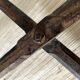 Folding slatted wooden stool