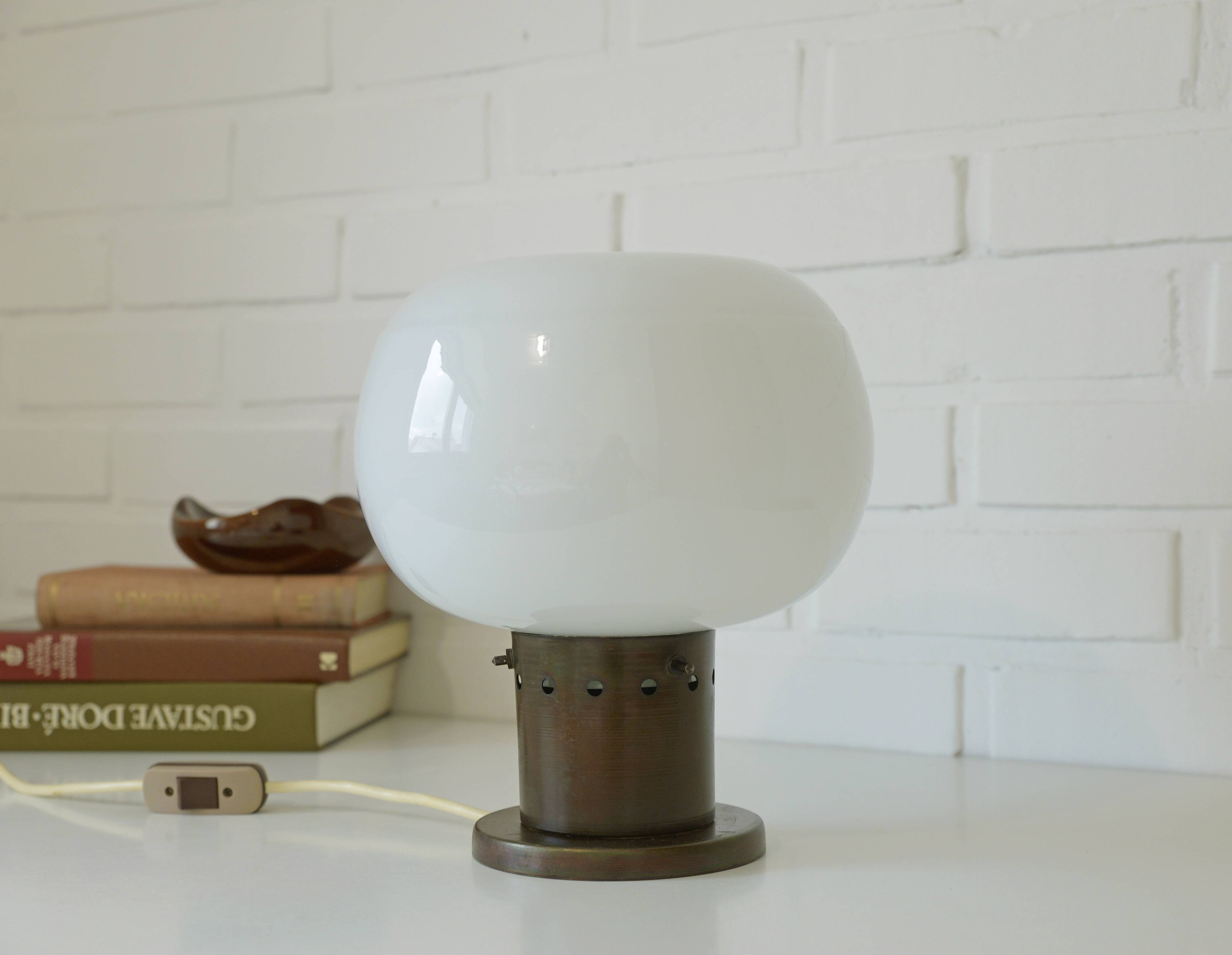 Vintage copper floor lamp brutalist mid century modern mushroom table light