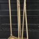Brass fireplace tools in the style of Maison Baguès.
