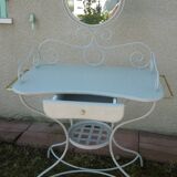 Coiffeuse en fer forgé laqué blanc